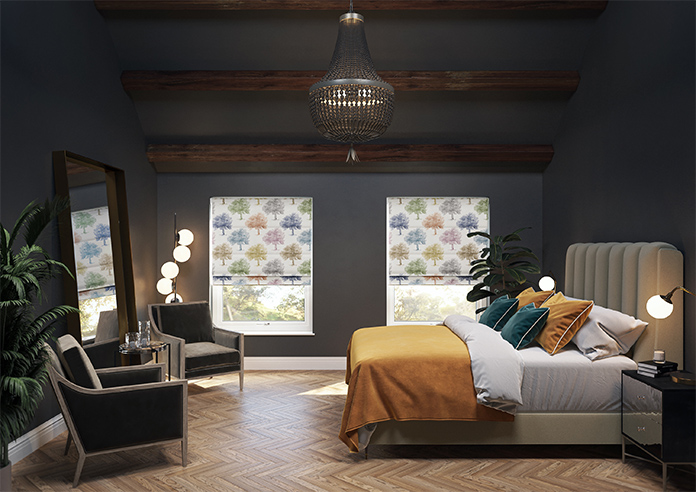 Vintage Tree Velvet, Multi - Motorised Roman Blind - Image 8